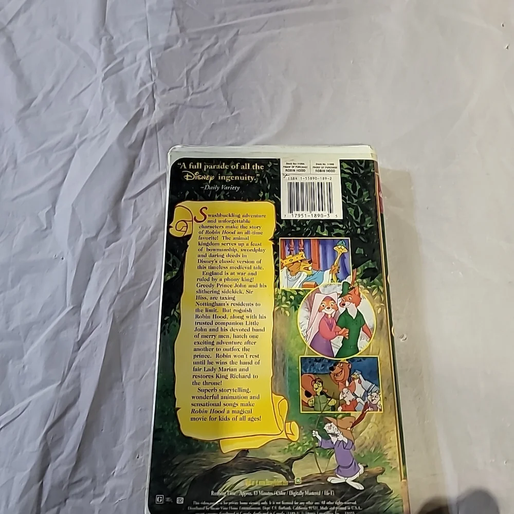 Disney Robin Hood VHS Tape
